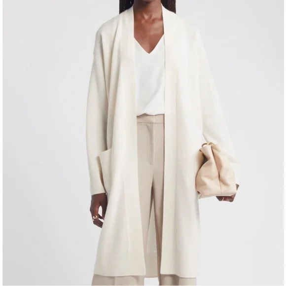 Nordstrom Long Open Front Wool & Cashmere Cardigan S - Picture 2 of 9